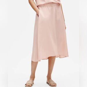 EILEEN FISHER Sandwashed A-Line Skirt. Pink. Size small.